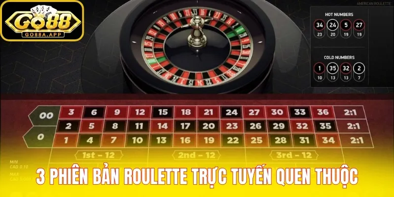 3 phiên bản Roulette trực tuyến quen thuộc