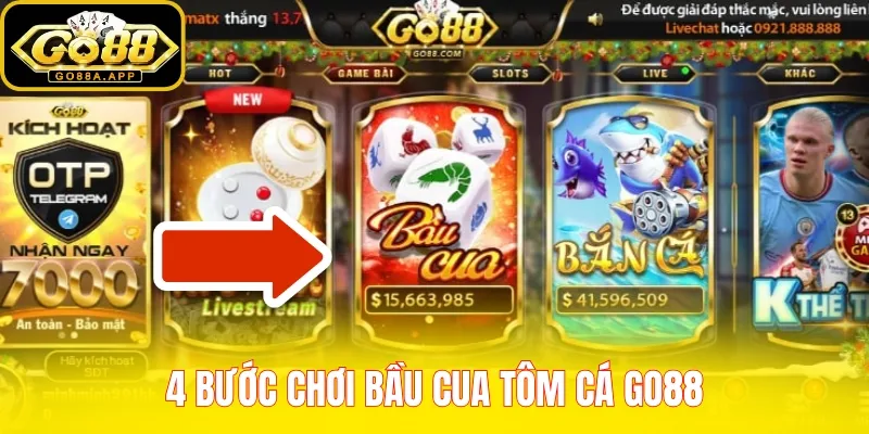 4 bước chơi Bầu Cua Tôm Cá Go88